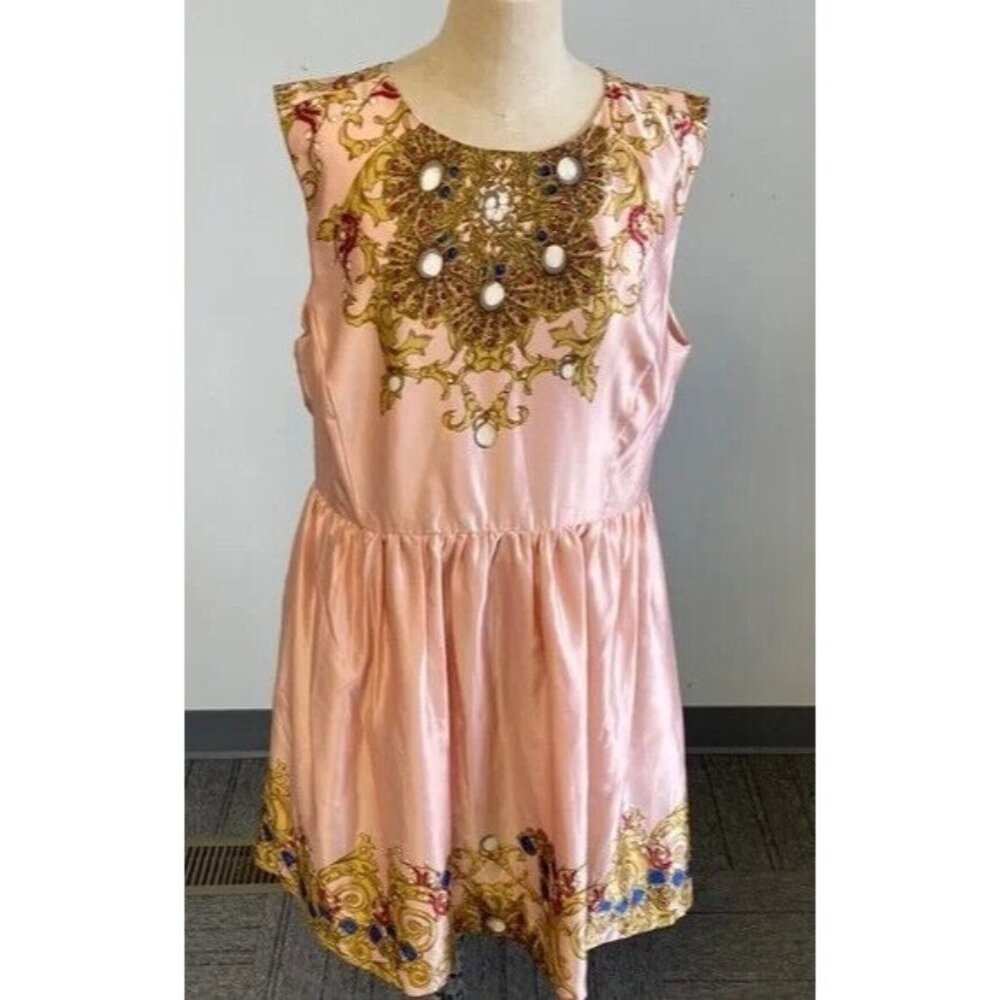 Joe Fresh Size Pink Dress Gold Accent Sleeveless Size 14